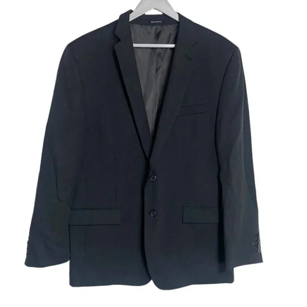 EGARA Men's 46 Regular‎ Black Wool Blend Suit Jacket Blazer